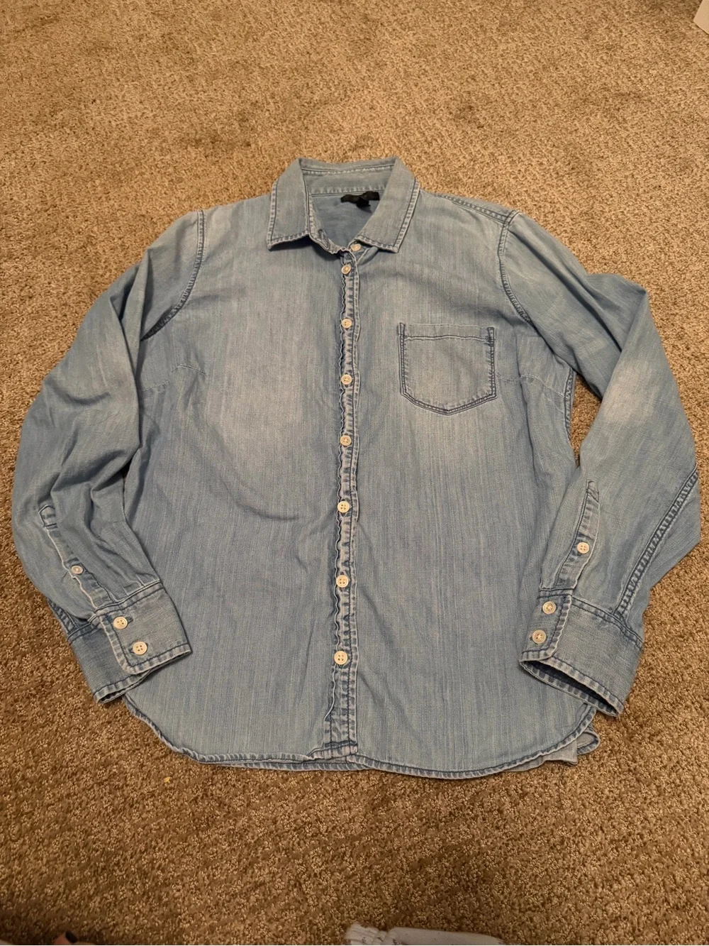 J. Crew Light Blue Denim Button-Down Shirt